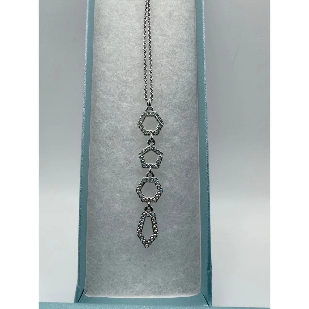 Touchstone Crystal by Swarovski Silver Tone Geometric Poly Pendant Necklace‎
